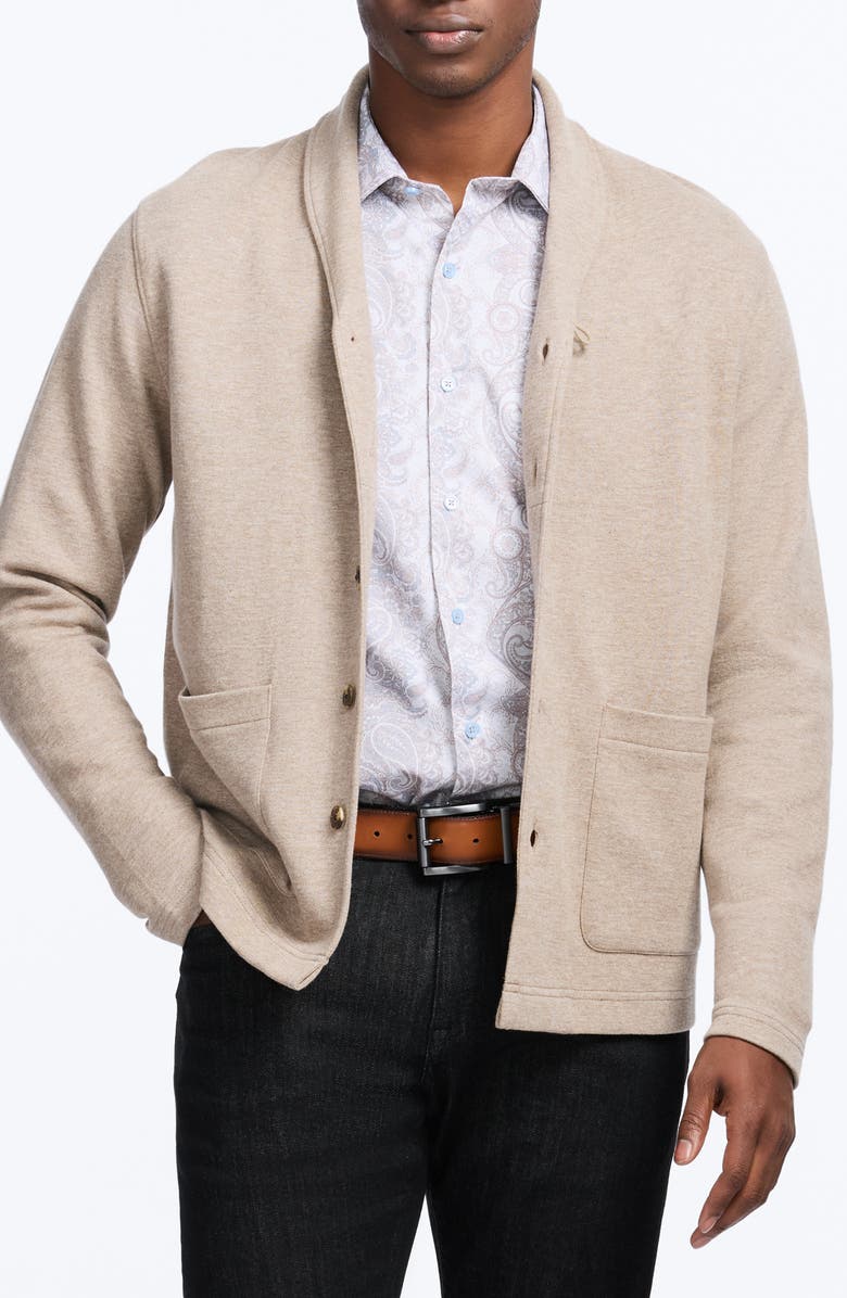 Robert Graham Adriano Shawl Collar Cotton Cardigan, Main, color, Tan