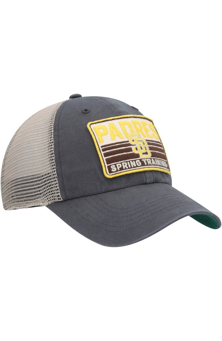 '47 Men's '47 Charcoal/Tan San Diego Padres Four Stroke Clean Up Trucker Snapback Hat, Alternate, color, 