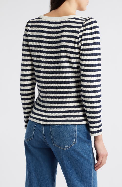 Nation Ltd Amelie Stripe Envelope Neck Top In Pointelle Stripe