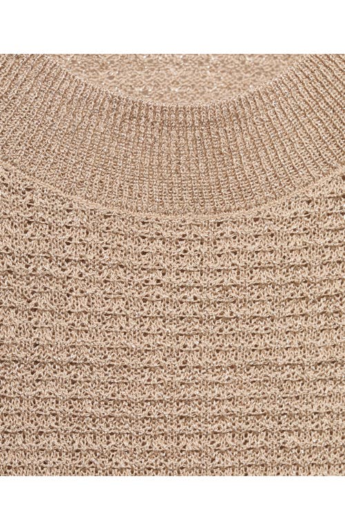Mango Short Sleeve Metallic Crewneck Sweater In Neutral