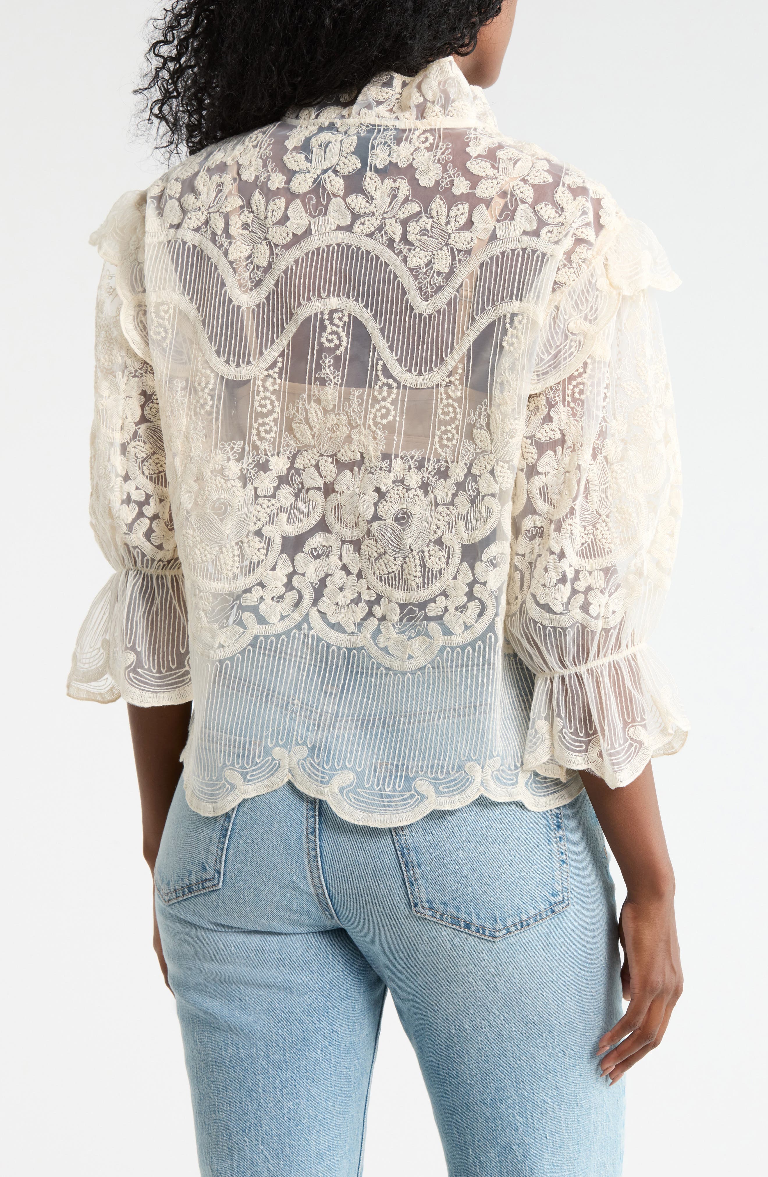 Victorian Lace Button-Up Shirt - image 4