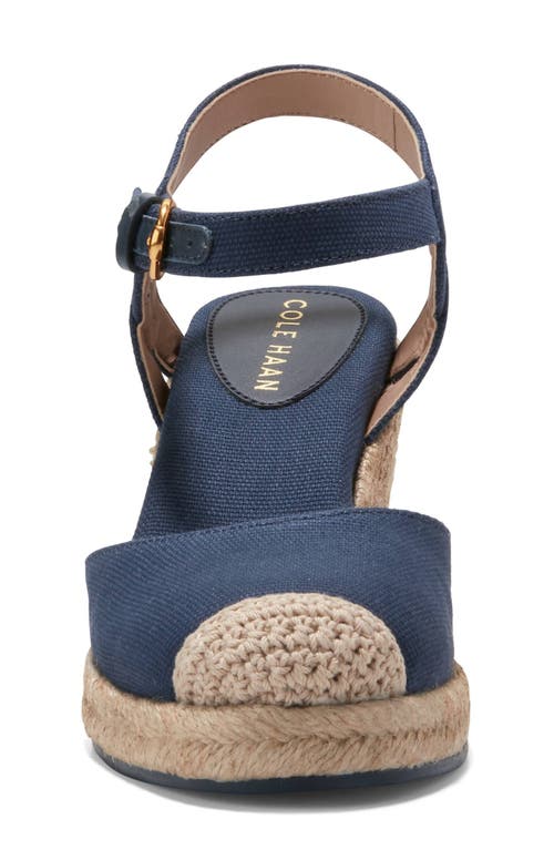 Shop Cole Haan Cloudfeel Platform Wedge Espadrille In Navy Blazer Linen