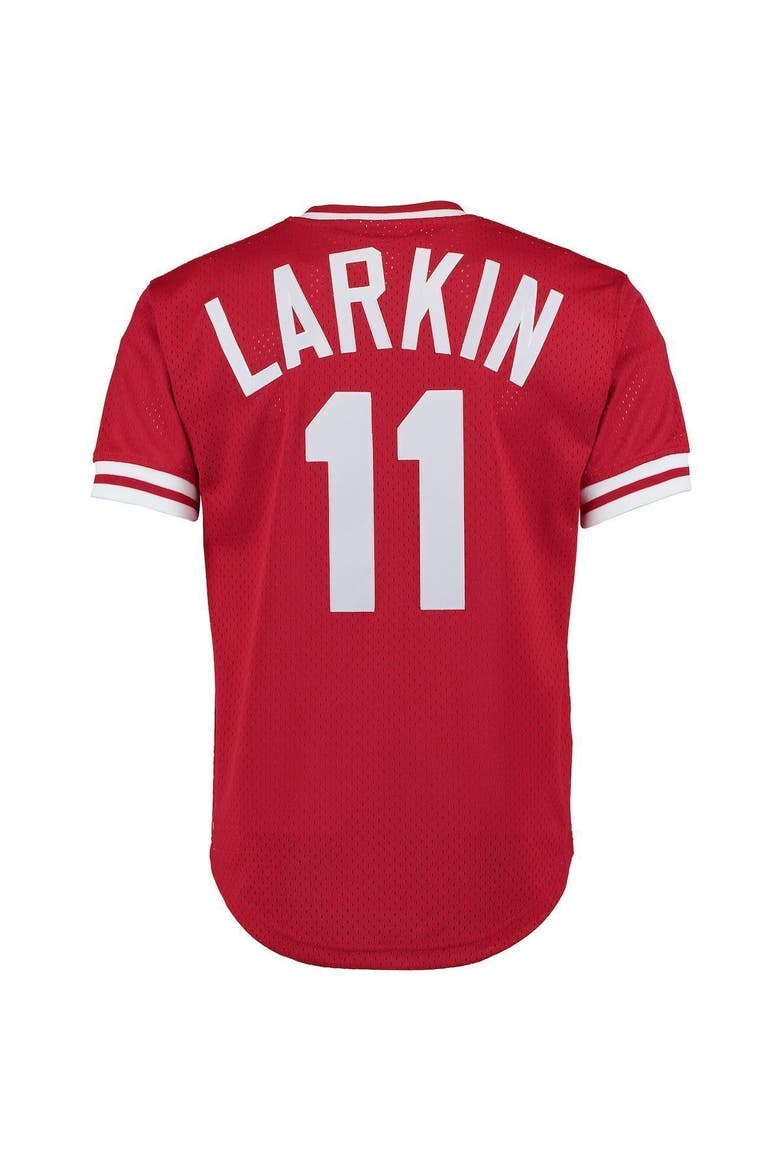 Men's Mitchell & Ness Barry Larkin Red Cincinnati Throwback Reds Cooperstown Mesh Batting Practice Jersey, Alternate, color, Scarlet