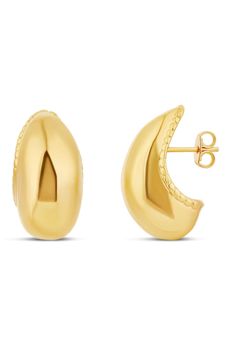 Textured Bean Hoop Earrings, Main, color, GOLD