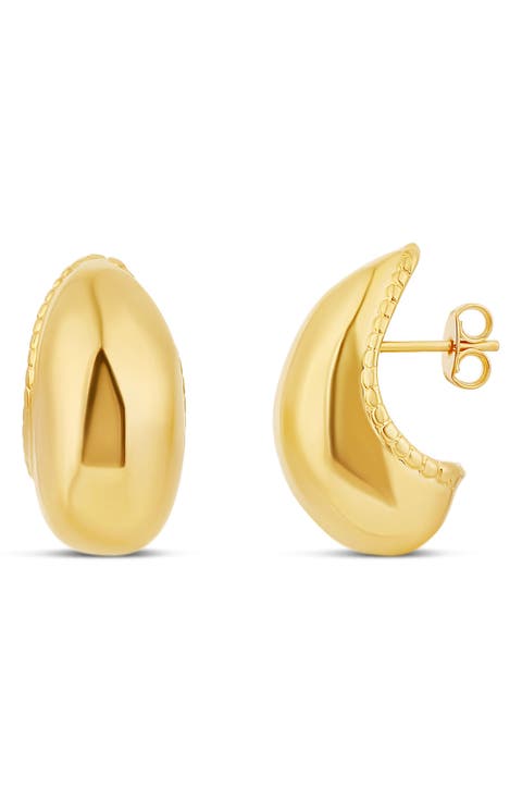 Textured Bean Hoop Earrings