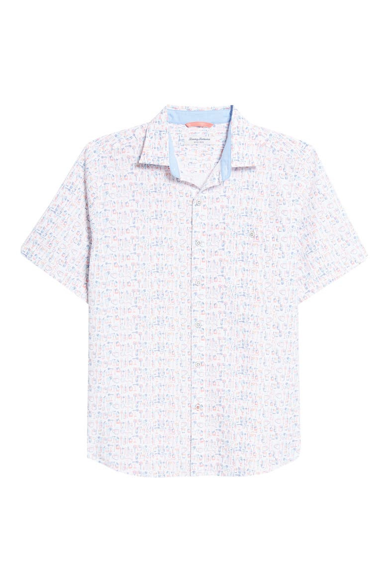 Nova Wave Last Call Print Short Sleeve Stretch Cotton Button-Up Shirt, Alternate, color, CONTINENTAL