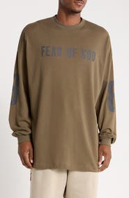 Fear of God Essentials Merch Oversize Long Sleeve Cotton Mesh Graphic T-Shirt