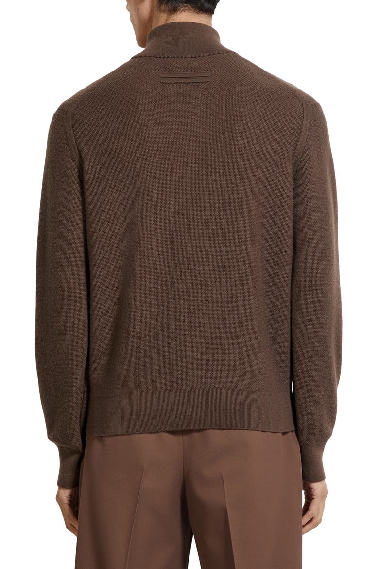 Oasi Cashmere Jacquard Quarter Zip Sweater, Alternate, color, BROWN