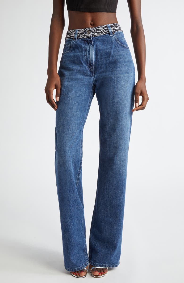 Missoni Knit Waistband Wide Leg Jeans, Main, color, 