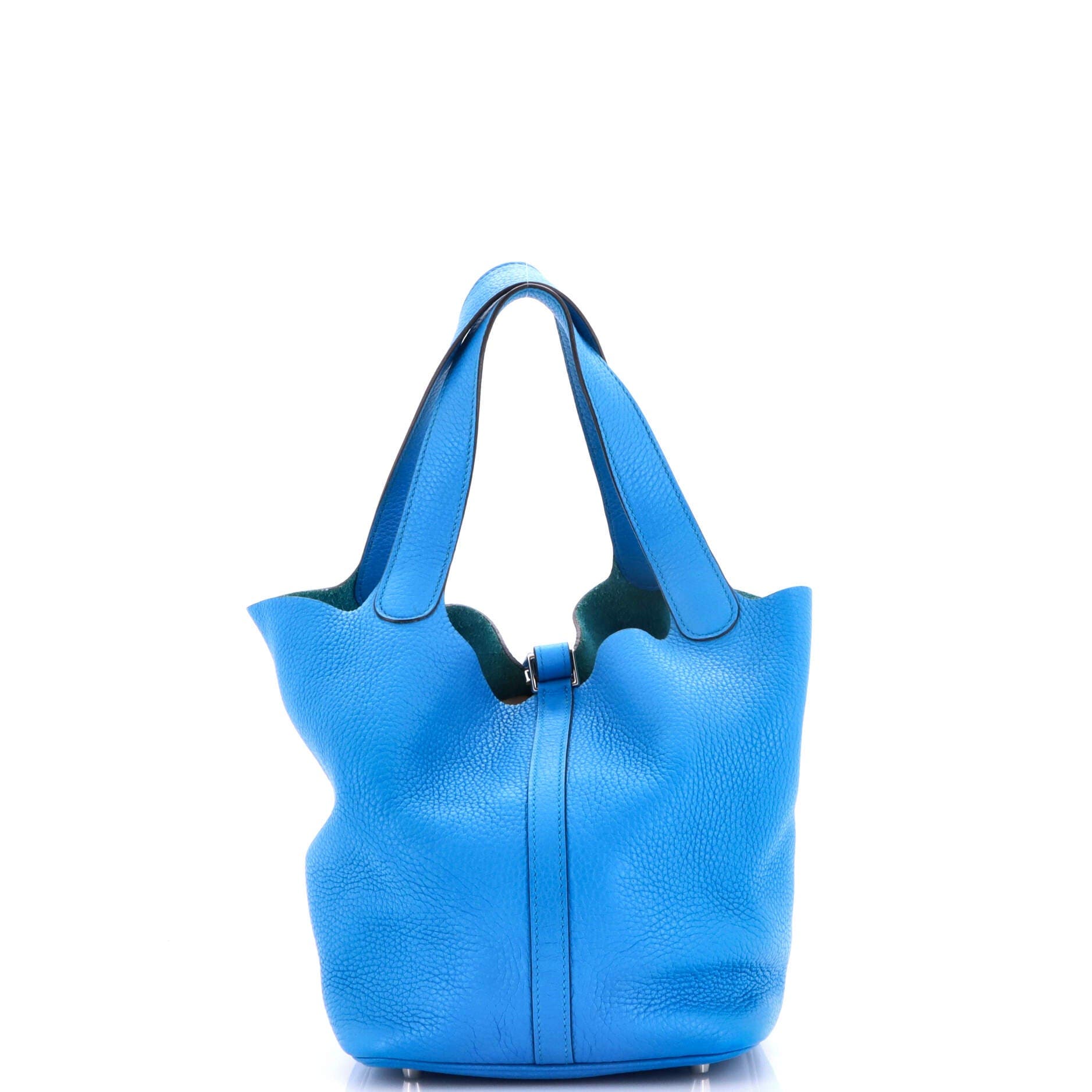 Pre-Owned Hermes Picotin Lock Bag Clemence MM, Alternate, color, Bleu Zanzibar