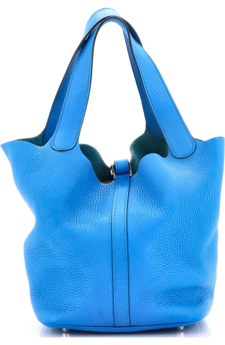 Pre-Owned Hermes Picotin Lock Bag Clemence MM, Alternate, color, Bleu Zanzibar