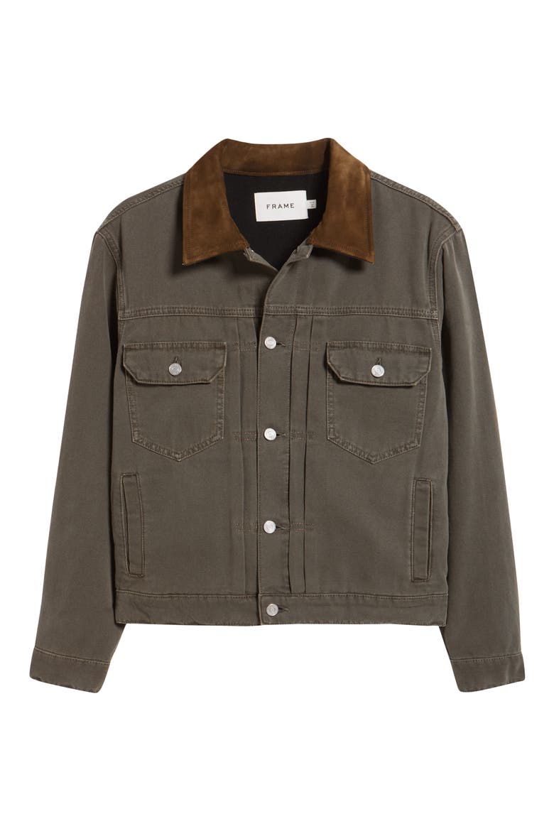 Cotton Canvas Trucker Jacket, Alternate, color, ANTIQUE DARK OLIVE