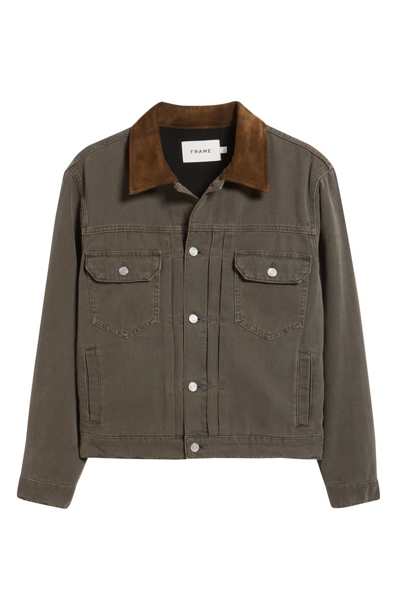 FRAME Cotton Canvas Trucker Jacket, Alternate, color, Antique Dark Olive