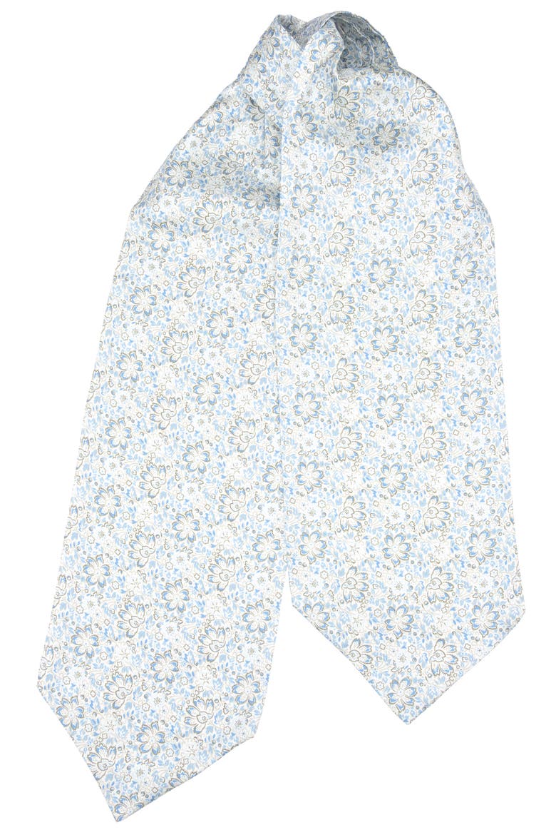Salvadori - Silk Ascot Cravat Tie for Men, Main, color, Sky Blue