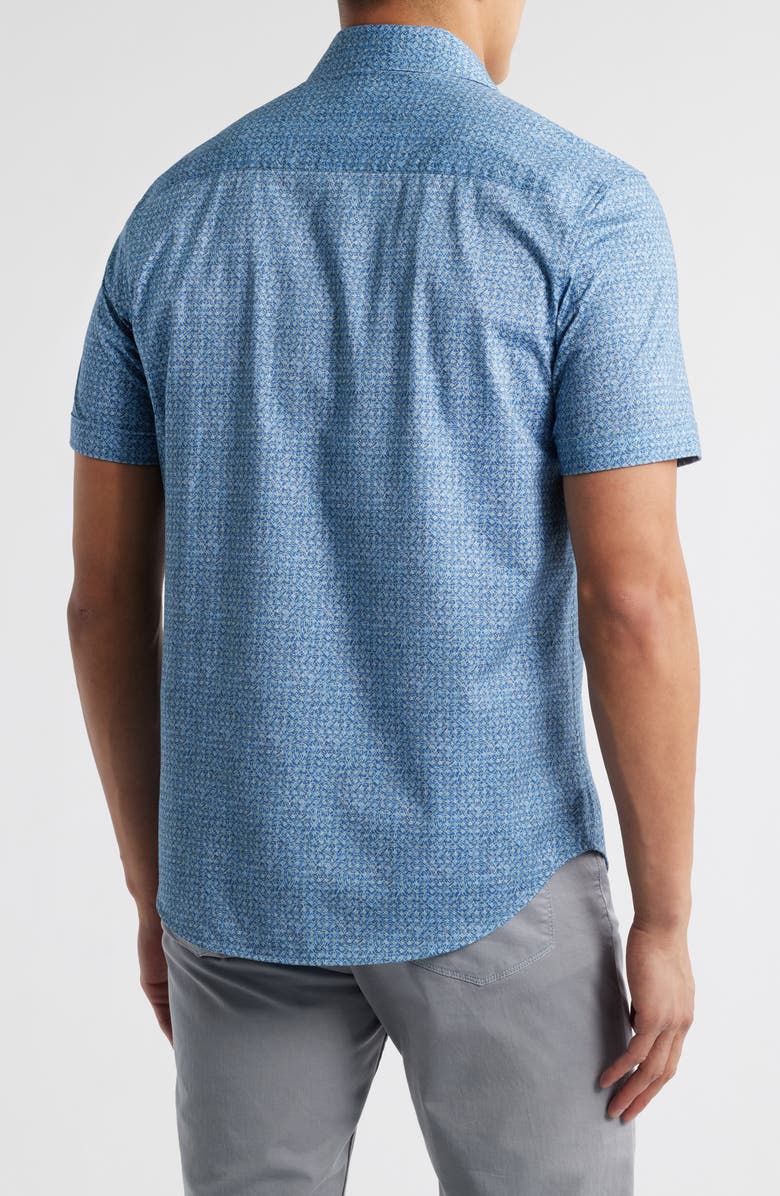 Bugatchi Miles OoohCotton<sup>®</sup> Abstract Print Short Sleeve Button-Up Shirt, Alternate, color, 