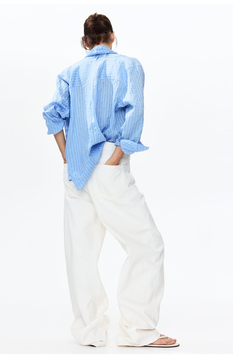 H&M Scarf-collar Shirt, Alternate, color, Blue/Striped