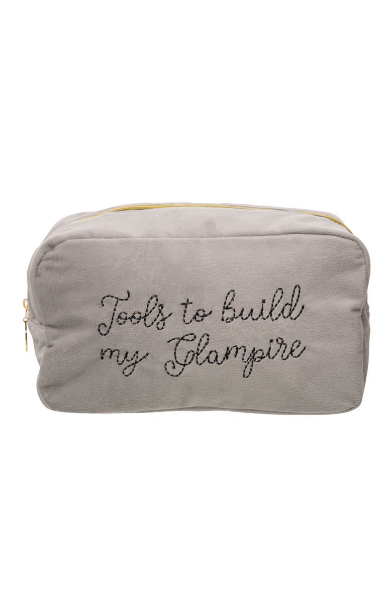 Build A Glampire Large Velvet Bag Polyester Grey, Main, color, Grey