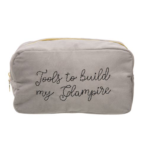 Build A Glampire Large Velvet Bag Polyester Grey