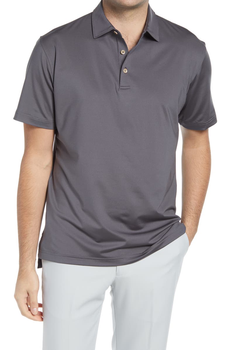 Peter Millar Short Sleeve Stretch Jersey Polo, Main, color, Iron