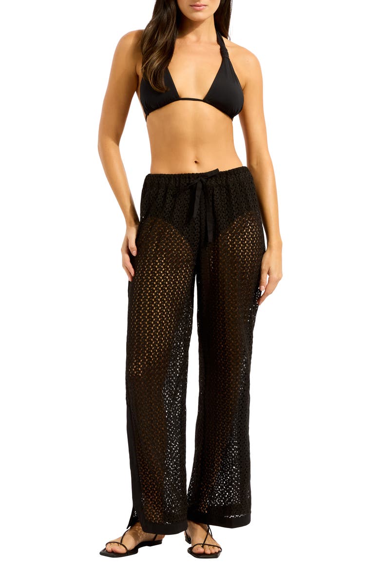 Side Split Cover-Up Pants, Main, color, BLACK