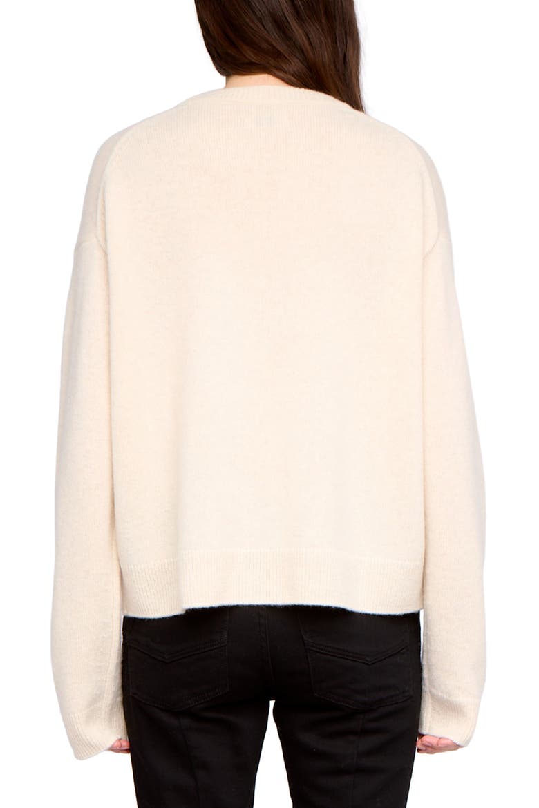 Markuz Embellished Heart Appliqué Cashmere Crewneck Sweater, Alternate, color, EGGSHELL