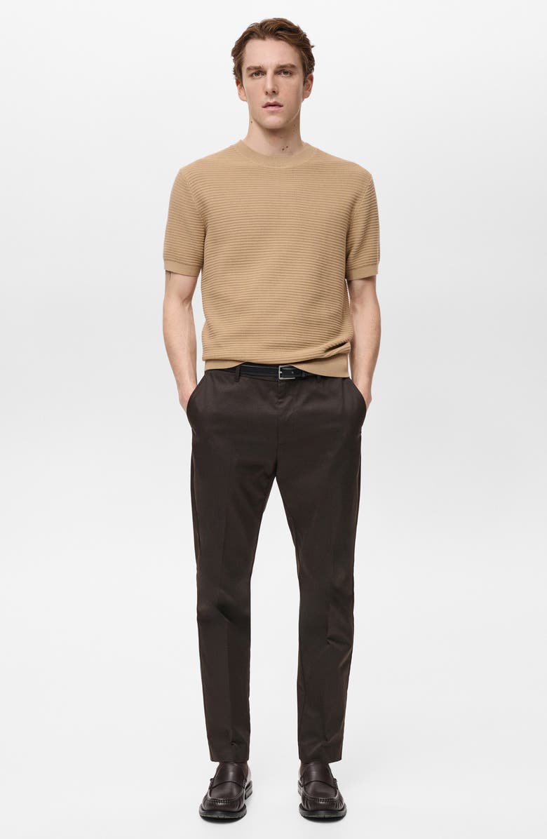 MANGO Ribbed Fine Cotton Knit T-Shirt, Alternate, color, 