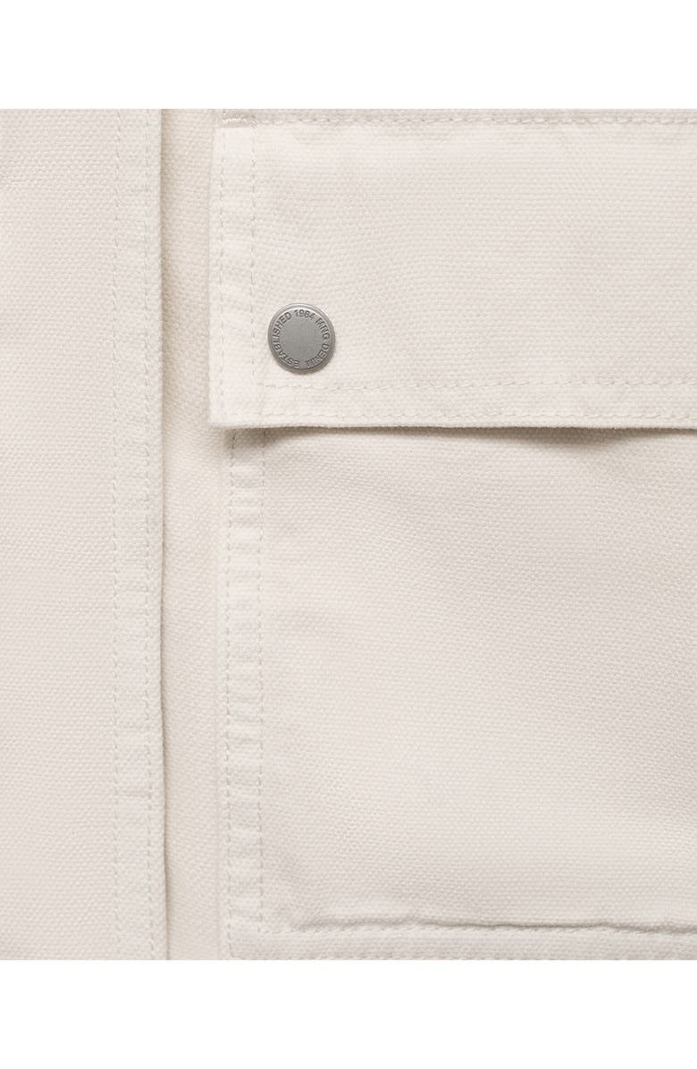 MANGO Faux Leather Collar Denim Jacket, Alternate, color, Ecru