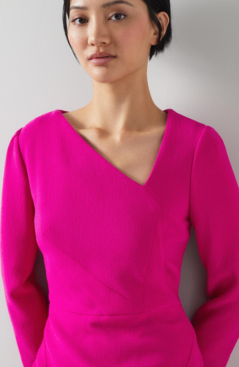 LK Bennett Alexis Dart Detail Long Sleeve Wool Crepe Sheath Dress, Alternate, color, Orchid