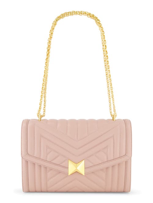 Mac Duggal Gold Plated Hardware Quilted Napa Leather Handbag In Rose
