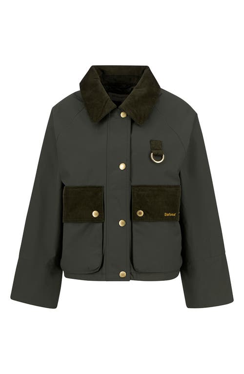 Barbour Corduroy-collar Button Jacket In Green