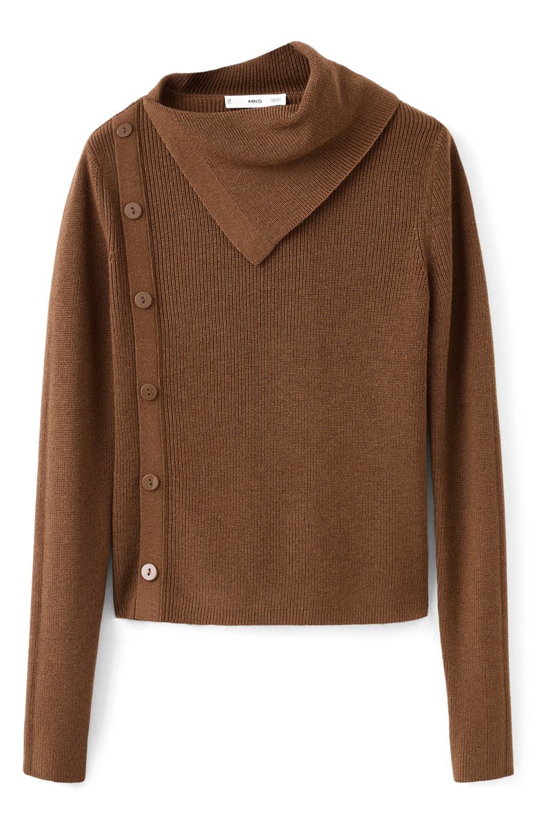 MANGO Asymmetric Neck Sweater, Main, color, Caramel