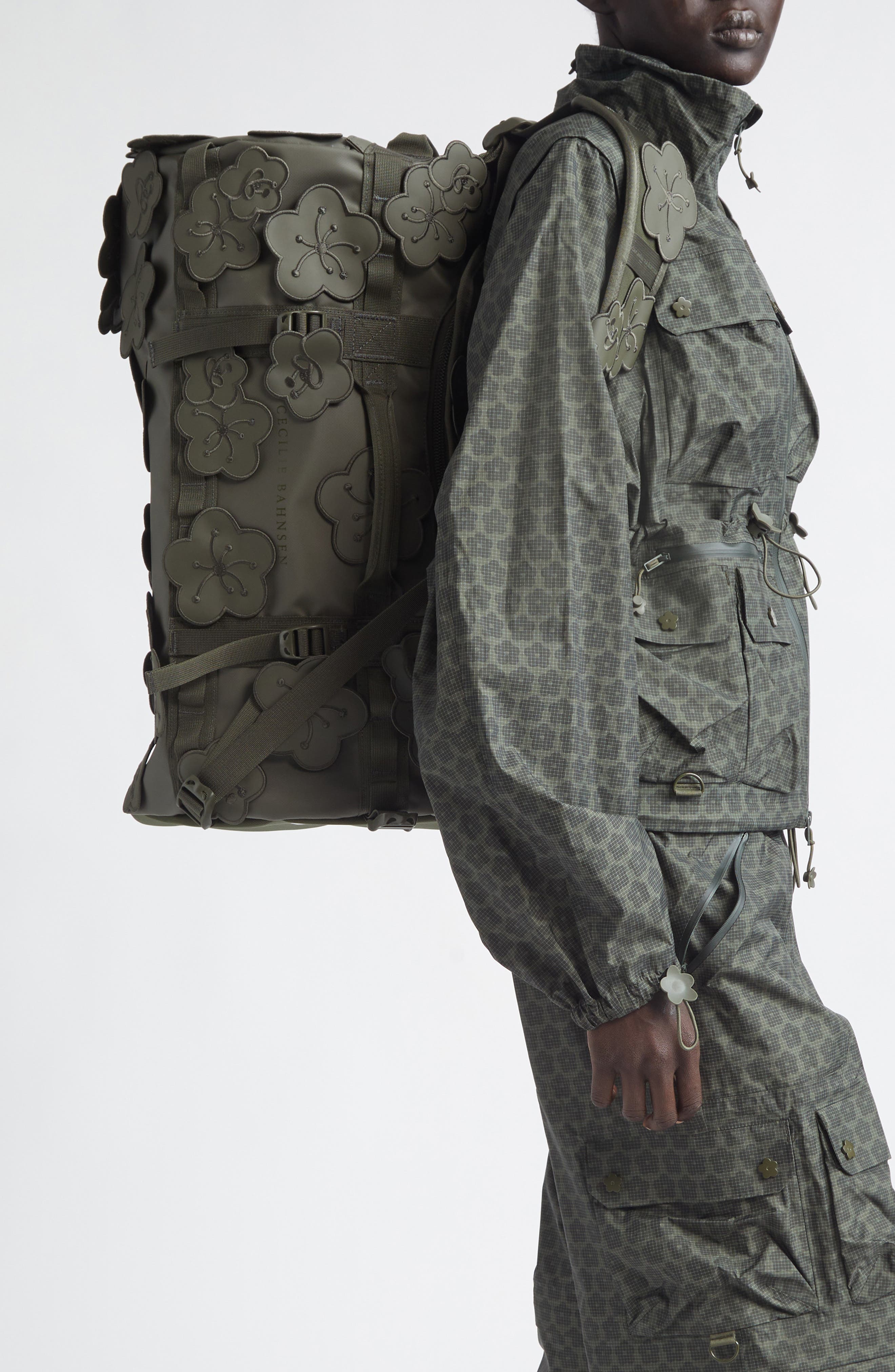 Cecilie Bahnsen x The North Face Base Camp Duffle Bag, Alternate, color, Forest Night Green