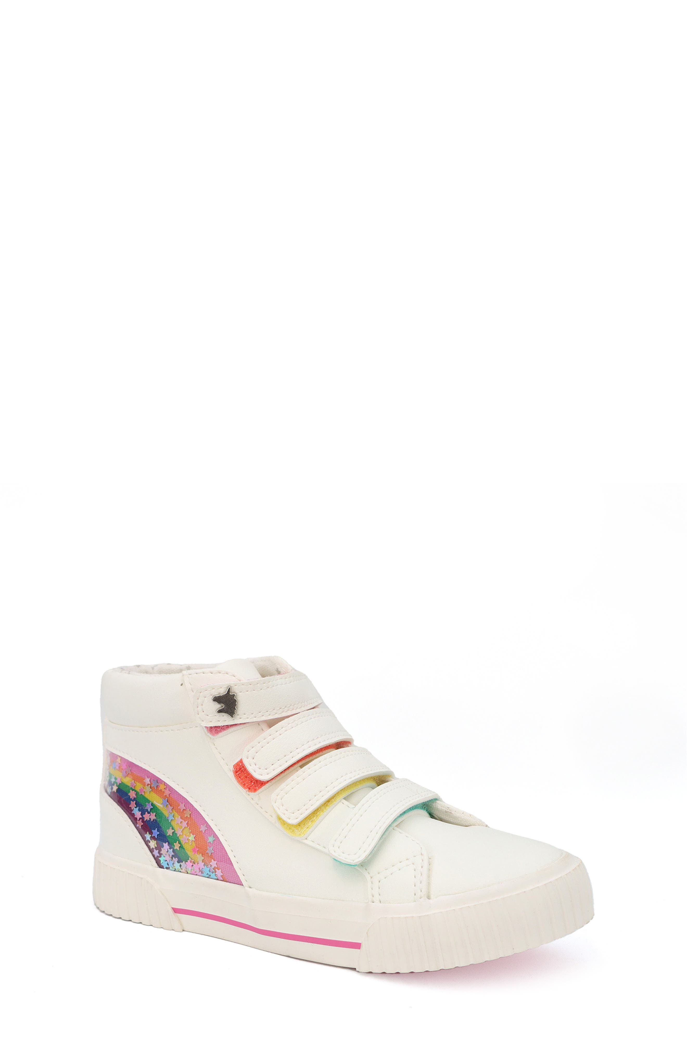 YOKI Kids' Rainbow Detail High Top Sneaker, Main, color, 