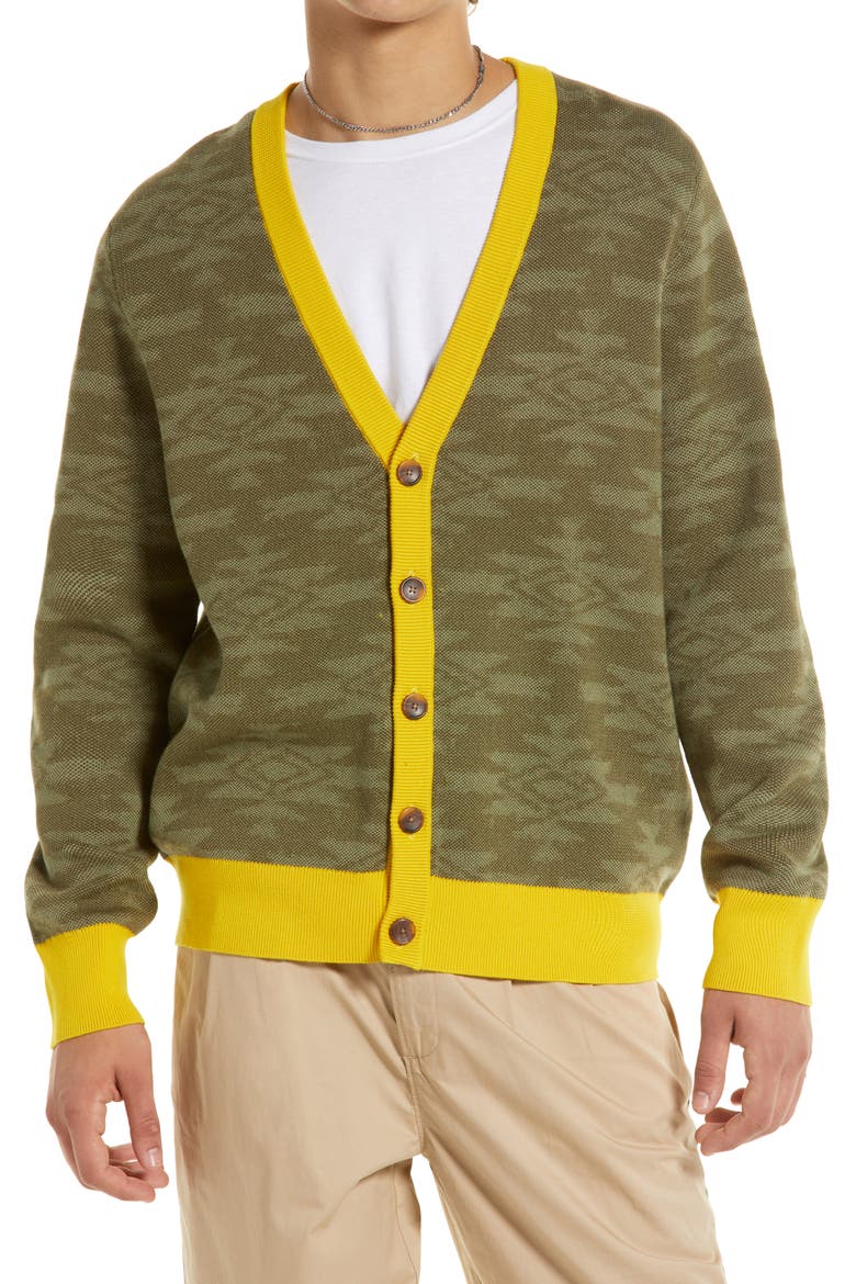 Fashion Cardigan Sweater, Alternate, color, OLIVE HEATHER PATTERN