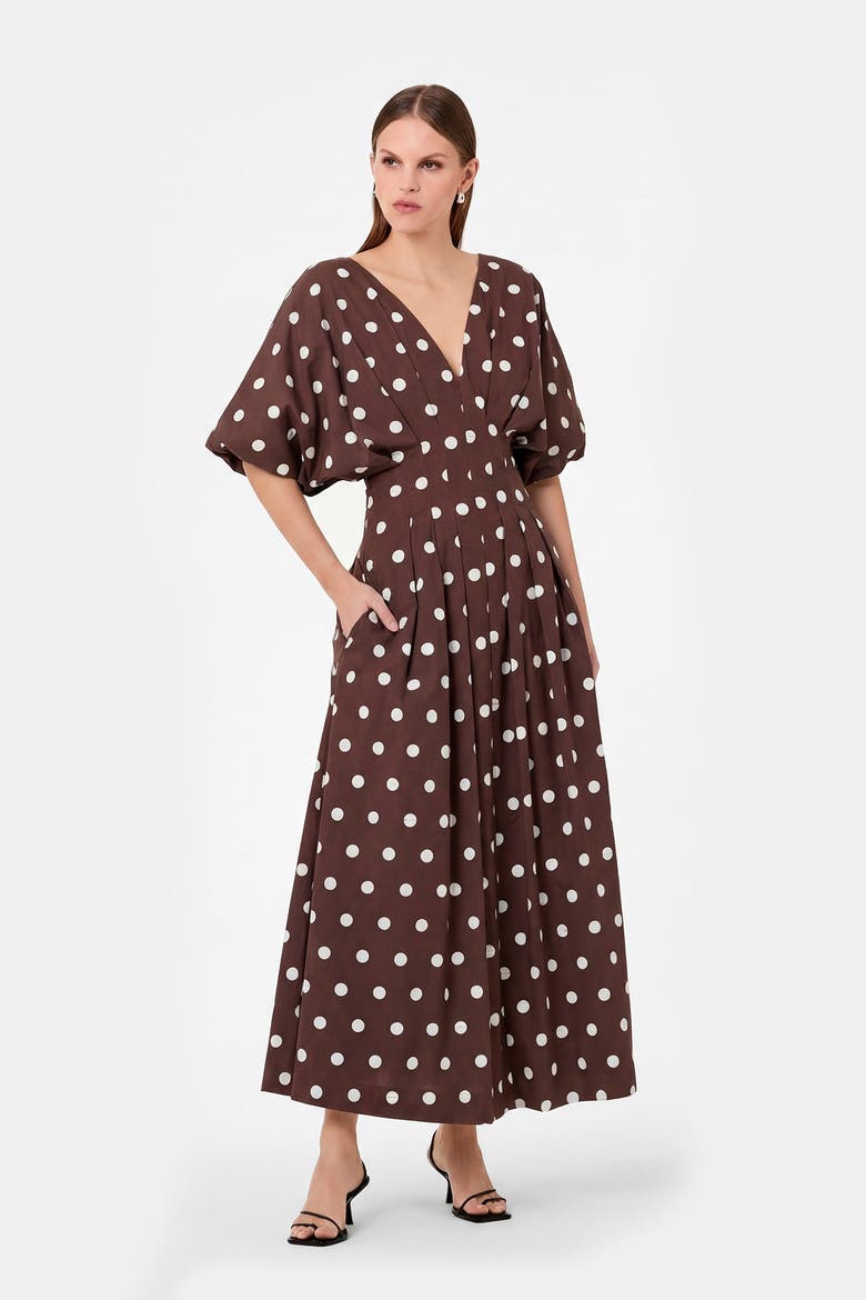 Vicky Dress, Alternate, color, MOCHA POLKA DOT