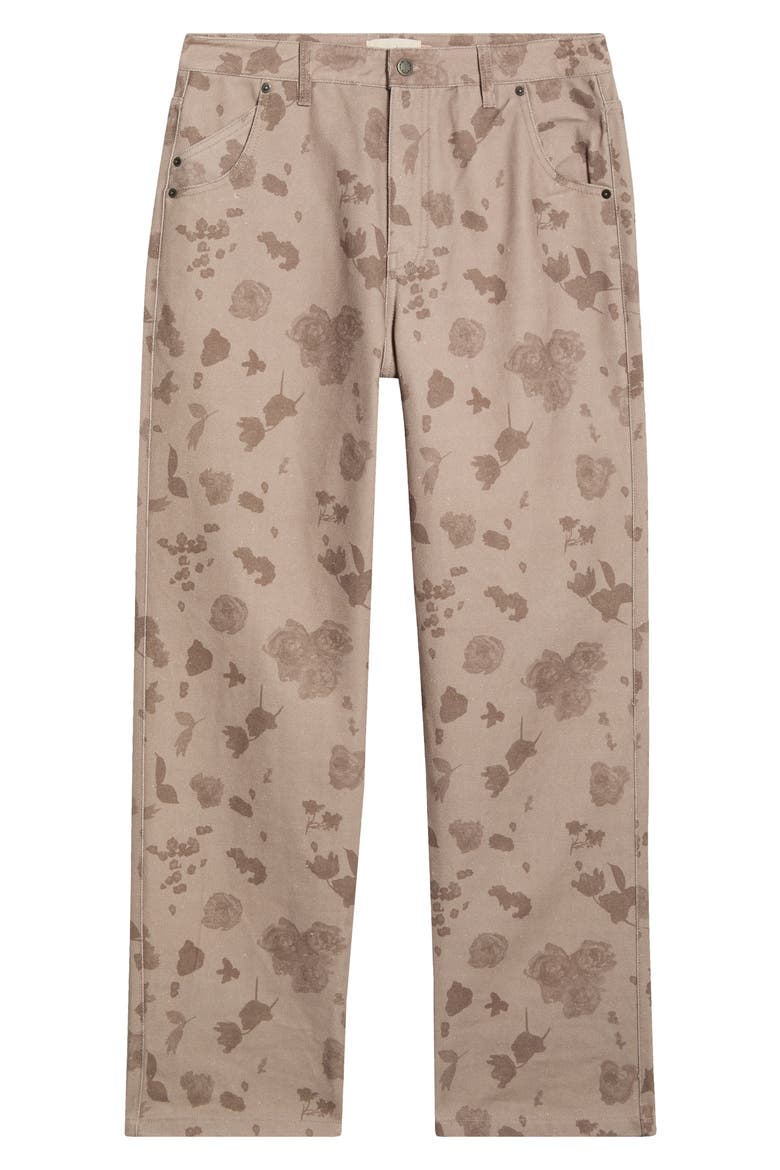 Tonal Floral Twill Pants, Alternate, color, PEBBLE