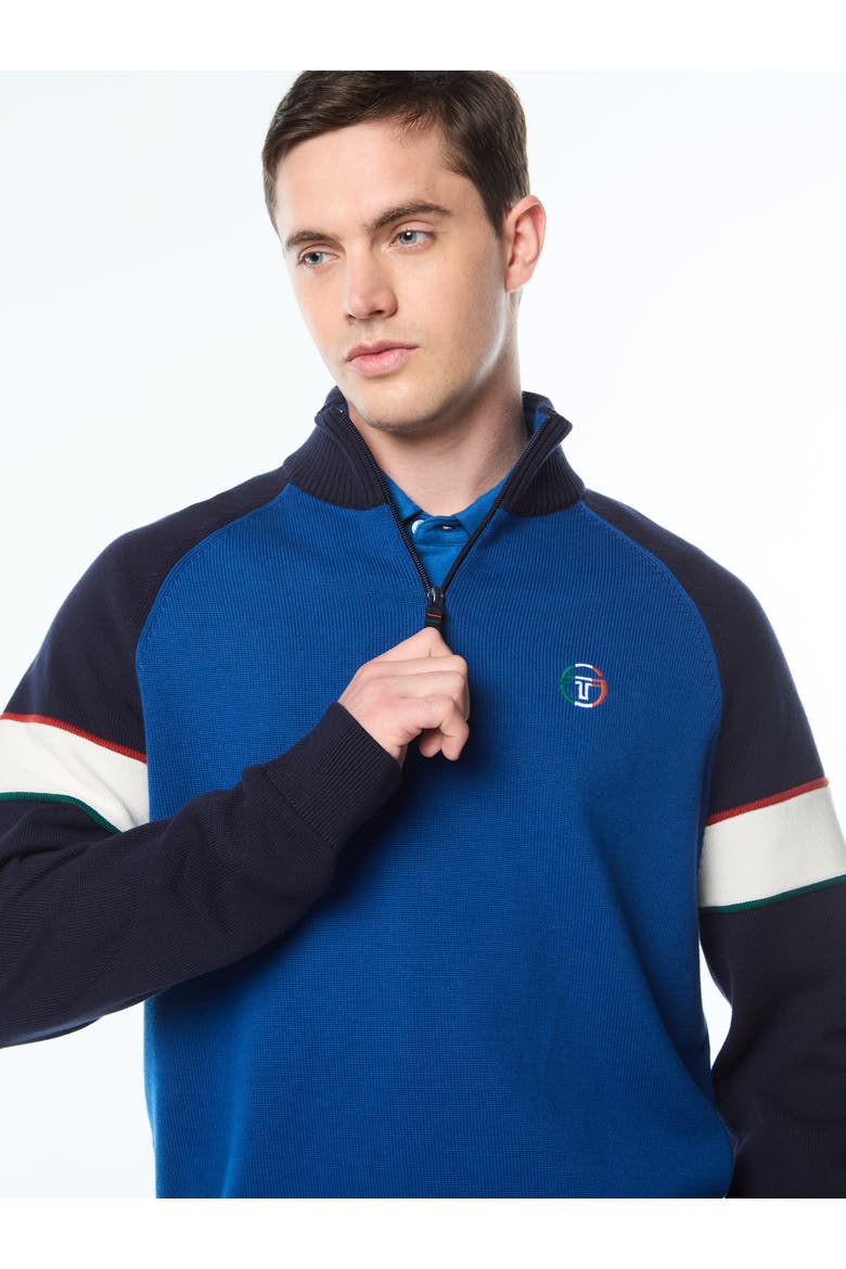 Tricolore Quater-Zip Sweater, Alternate, color, MARITIME BLUE