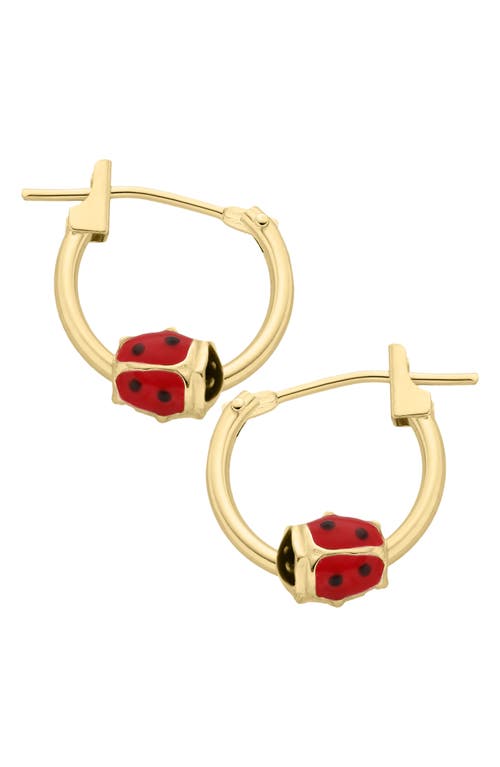 Mignonette 14K Gold Ladybug Hoop Earrings 