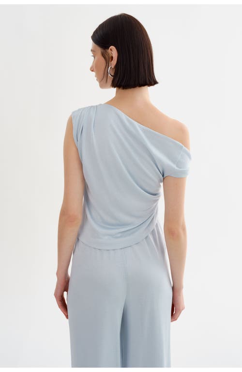 Lamarque One Shoulder Ruched Top In Blue