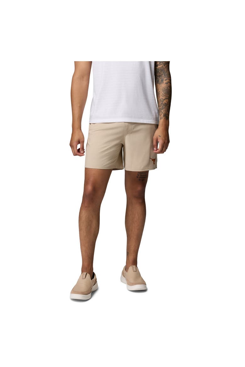 Men's Columbia  Natural Texas Longhorns PFG Terminal Roamer™ Omni-Shade™ Stretch Shorts, Main, color, Natural