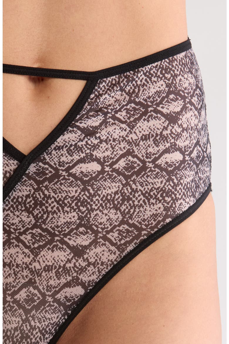 Down the Garden Patch Cutout High Waist Panties, Alternate, color, BEIGE-BLACK