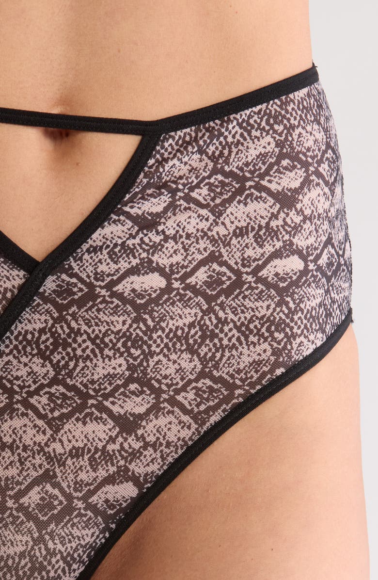 Hauty Down the Garden Patch Cutout High Waist Panties, Alternate, color, Beige-Black