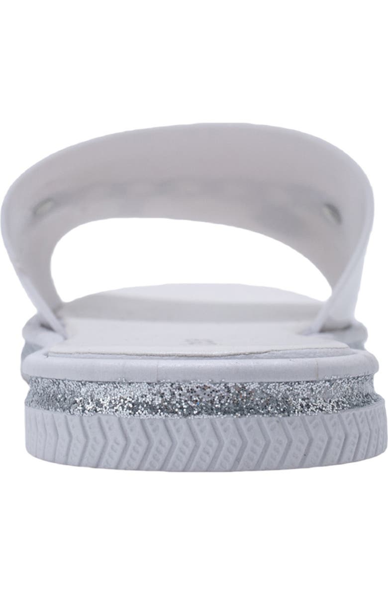 bebe Chain Charm Slide Sandal, Alternate, color, Metallic Silver