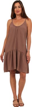 24seven Comfort Apparel Womens Essential Scoop Neck Spaghetti Strap Pocket A-Line Mini Dress