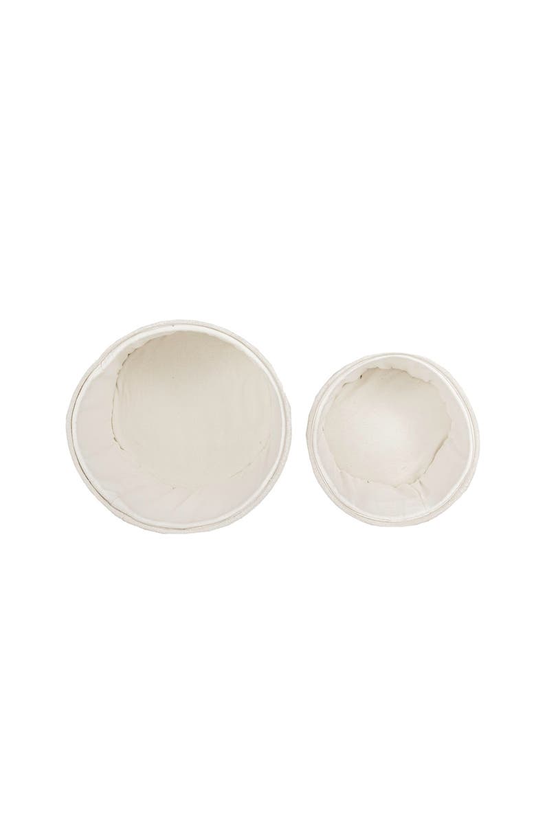 Foreside Home and Garden Set of 2 Hand Woven Boucle Bins White, Alternate, color, White