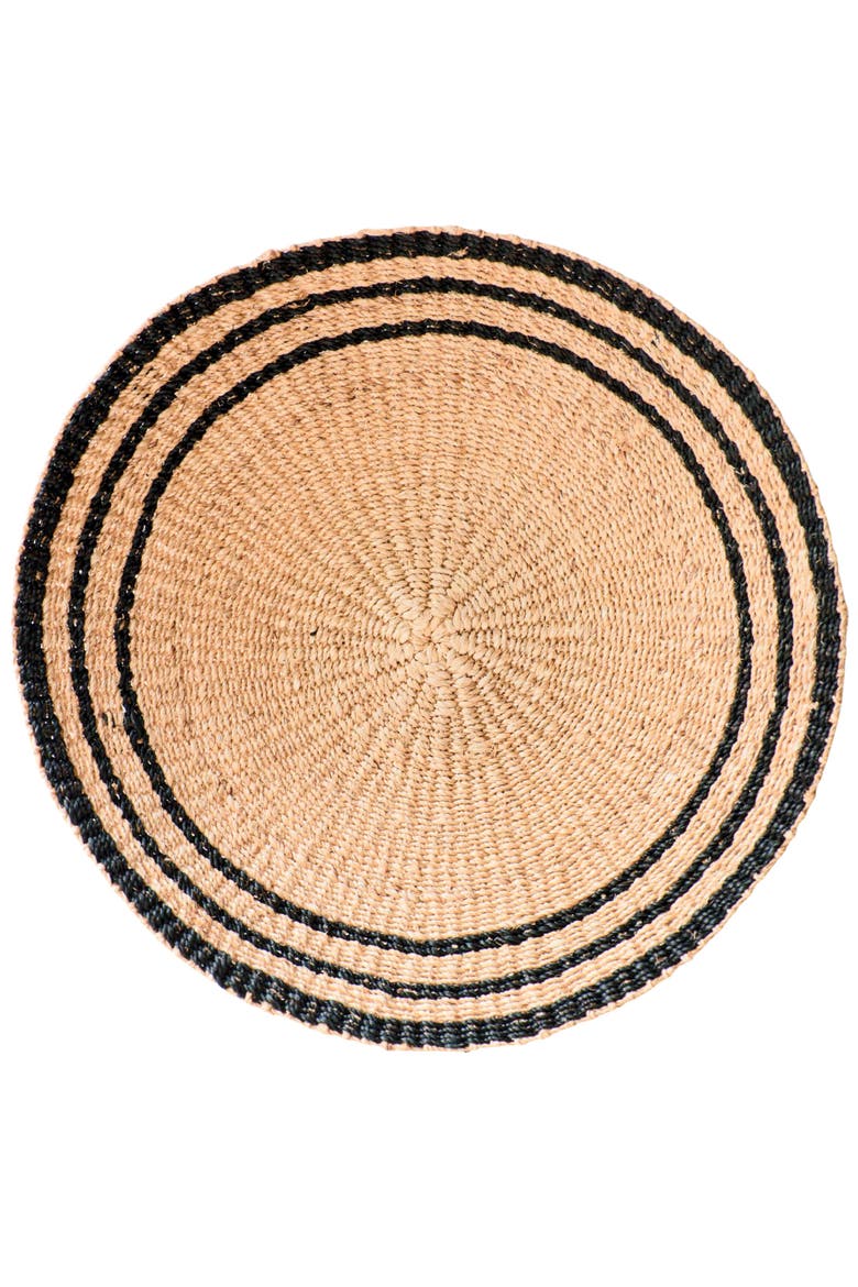 Natural & Black Round Wall Basket, Alternate, color, Natural + Black