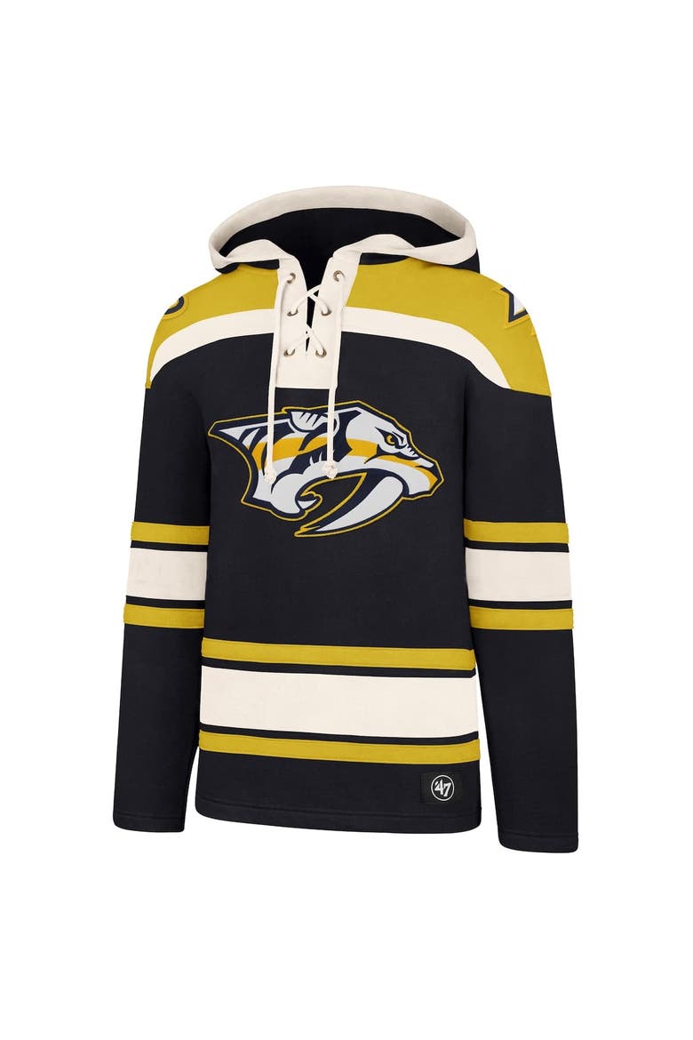 Men's '47  Black Nashville Predators Superior Lacer Hoodie, Alternate, color, Black