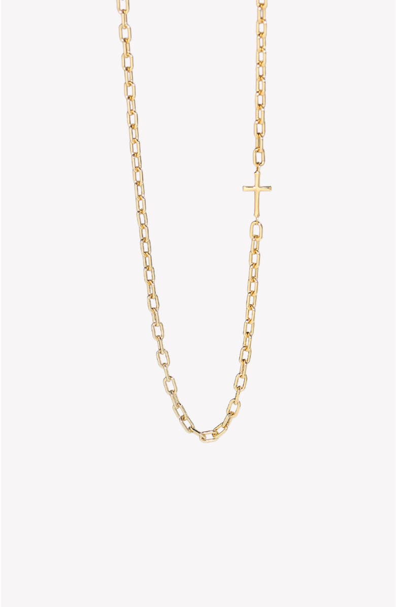 Rizen Jewelry Mini Chain Breaker Cross Necklace, Alternate, color, 18K Gold Plated