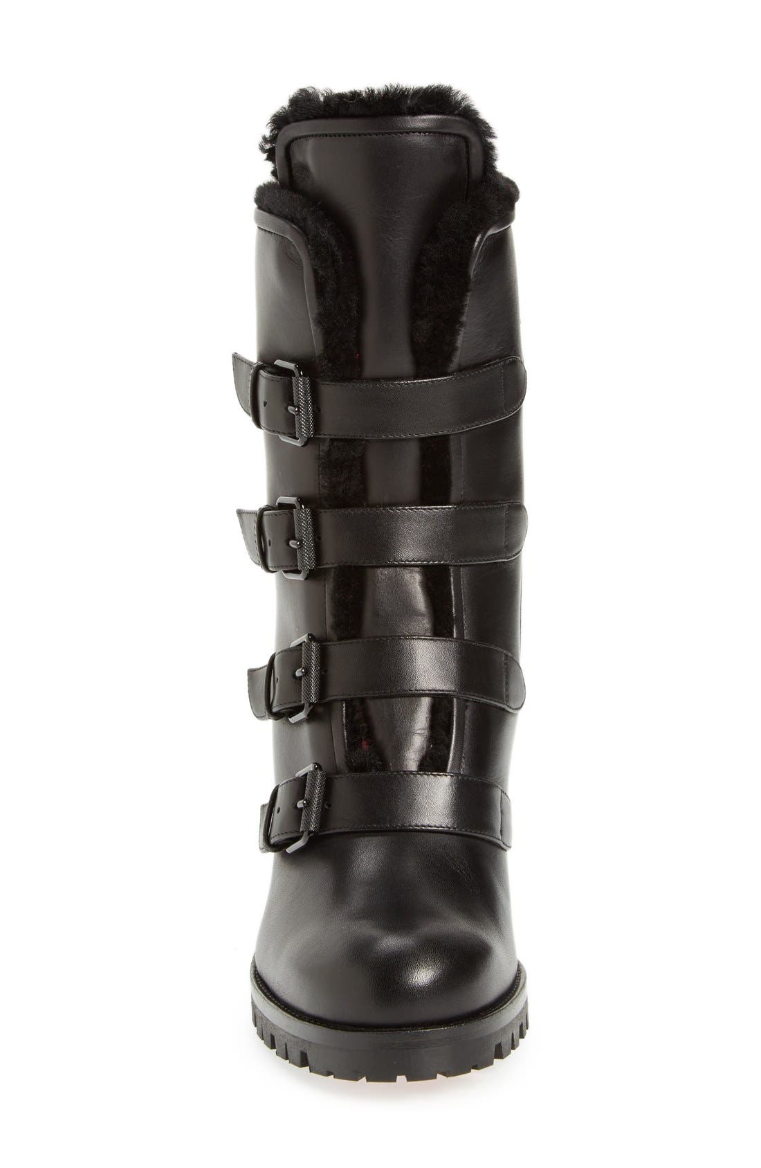 Christian Louboutin 'Glorymount' Studded Buckle Boot, Alternate, color, 