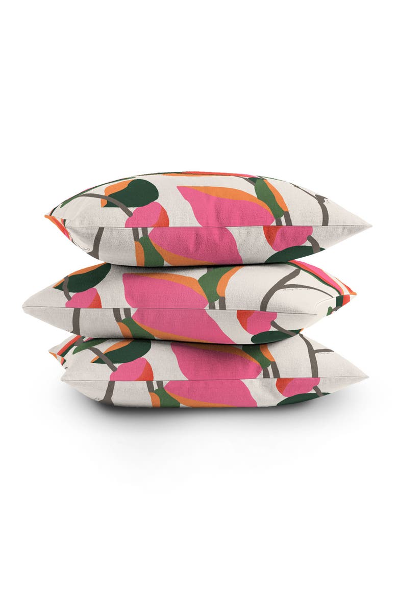 Abstract Eucalyptus Leaves Accent Pillow, Alternate, color, ORANGE